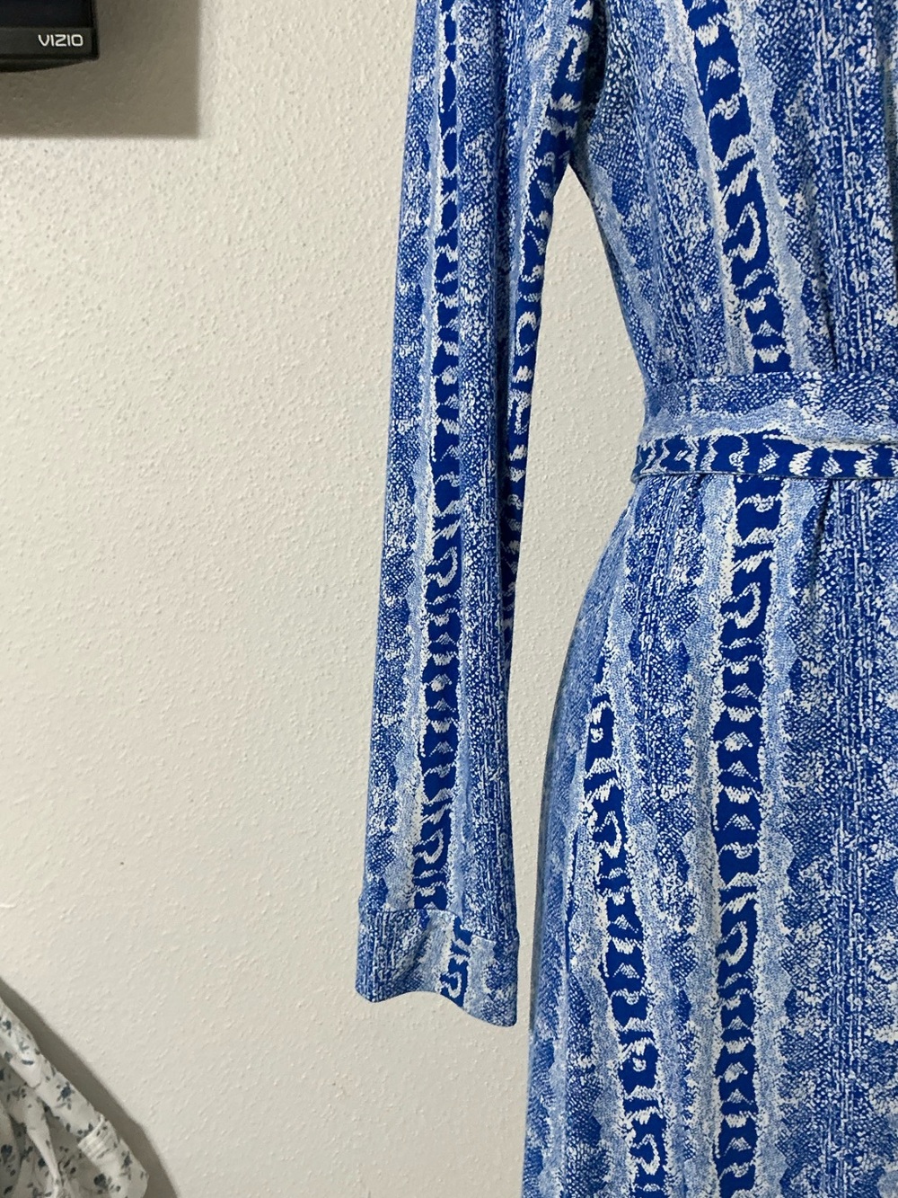 DVF Jeanne Wrap Dress Jersey Snake Print Long Sleeve Collared Stretch - Picture 5 of 16